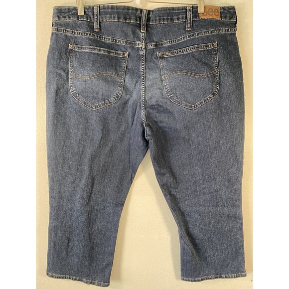 Lee Capri Mid Rise Stormy Lines Women Size 22 M Dark Blue NWT - Picture 2 of 5
